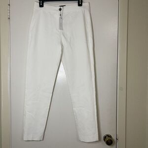 NEW! Karen Millen Cotton sateen tailored slim leg ivory white trouser pants US 6